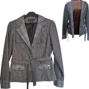 Point zero grey Tweed plaid color hunting  blazer jacket size M wool blend